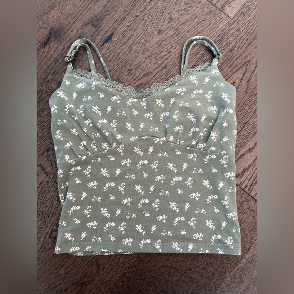 HOLLISTER Olive Floral Lace Camisole